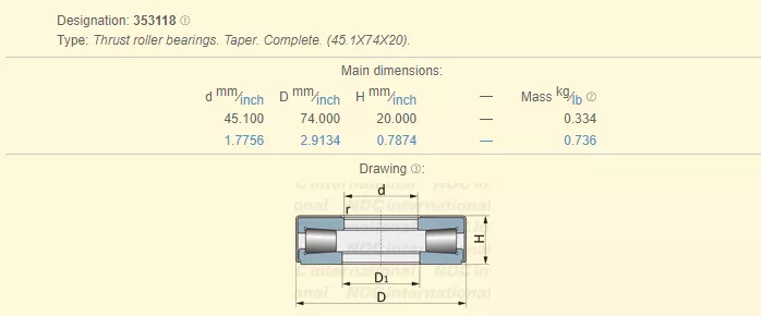 Thrust Roller Bearing 353118